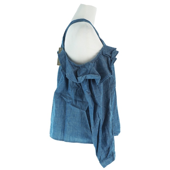 J.Crew Off-the-Shoulder Tie-Neck Top in Chambray - Picture 10 of 12